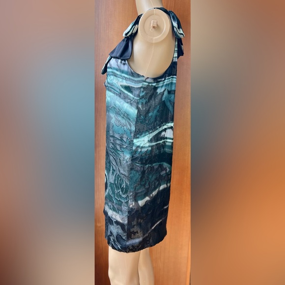 POLECI Green & Black Gently Glittered Shirt Dress Size 4 - Picture 10 of 11